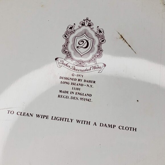 Daher Decorated Ware Tin Bowl 10" 1971 England Courting Couple Victorian - Picture 5 of 8